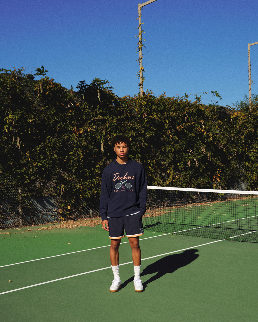 (image for) Exquisite Workmanship Racquet Club Collared Sweatshirt, Relaxed Fit